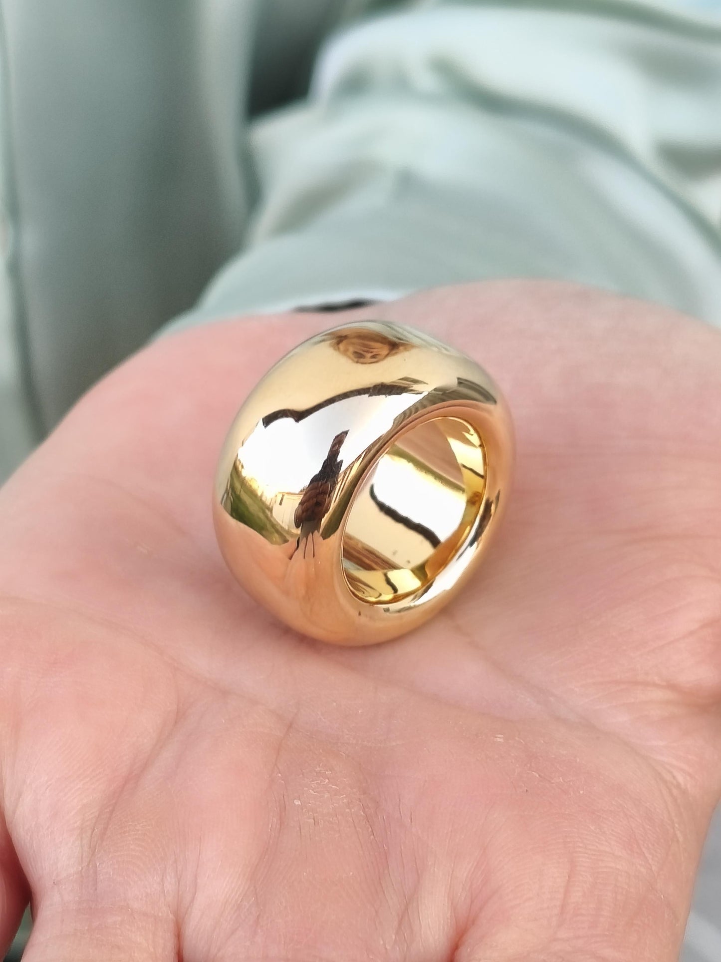 Thick Donut Ring: Doughnut Band Gold Plated, Minimalist Statement Jewelry
