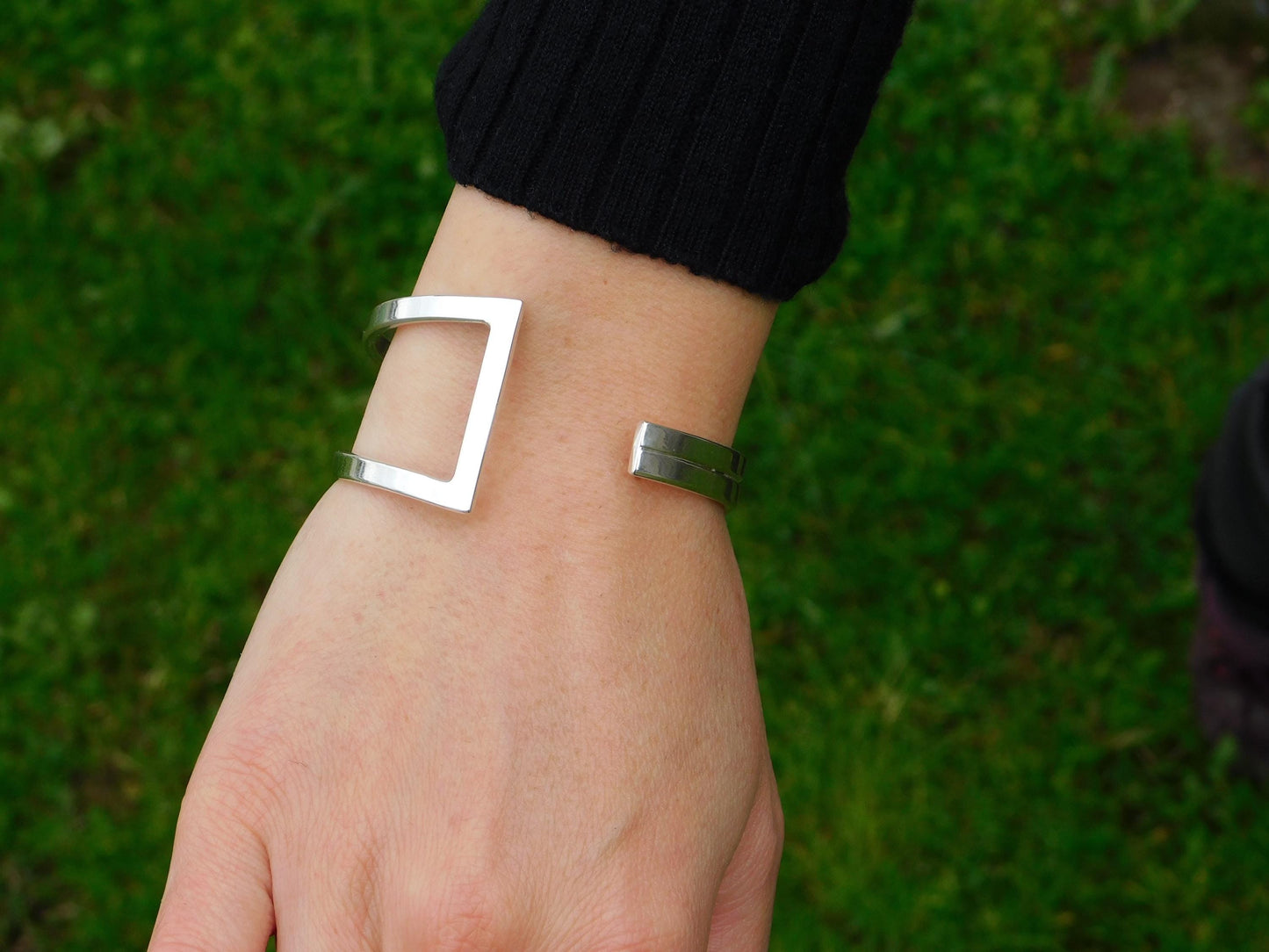 Contemporary Bracelet – Designer Cuff Bracelet, AG950 Silver Bangle