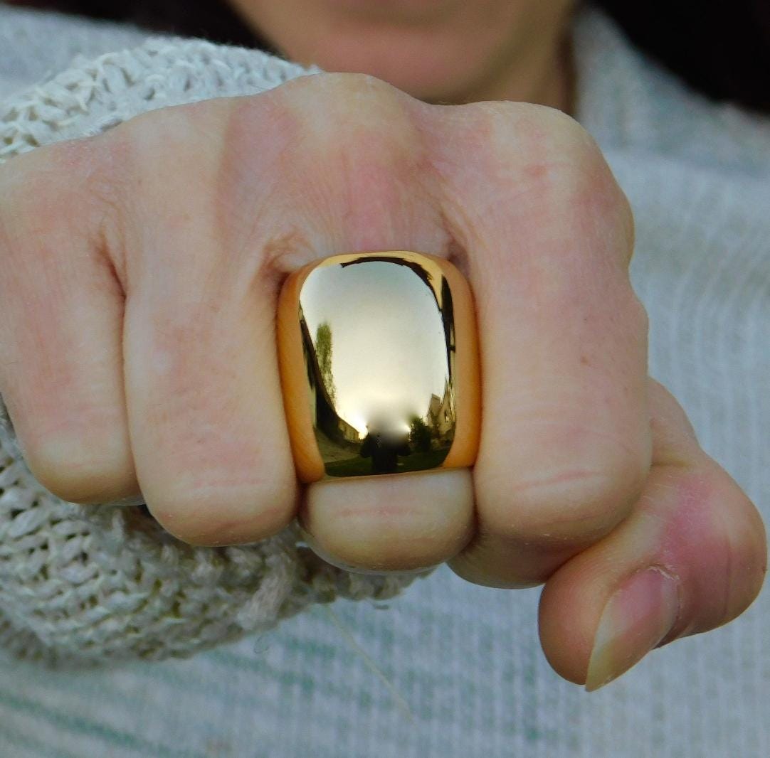 Large Silver Dome Ring: Adjustable Wide Band, Big Ring