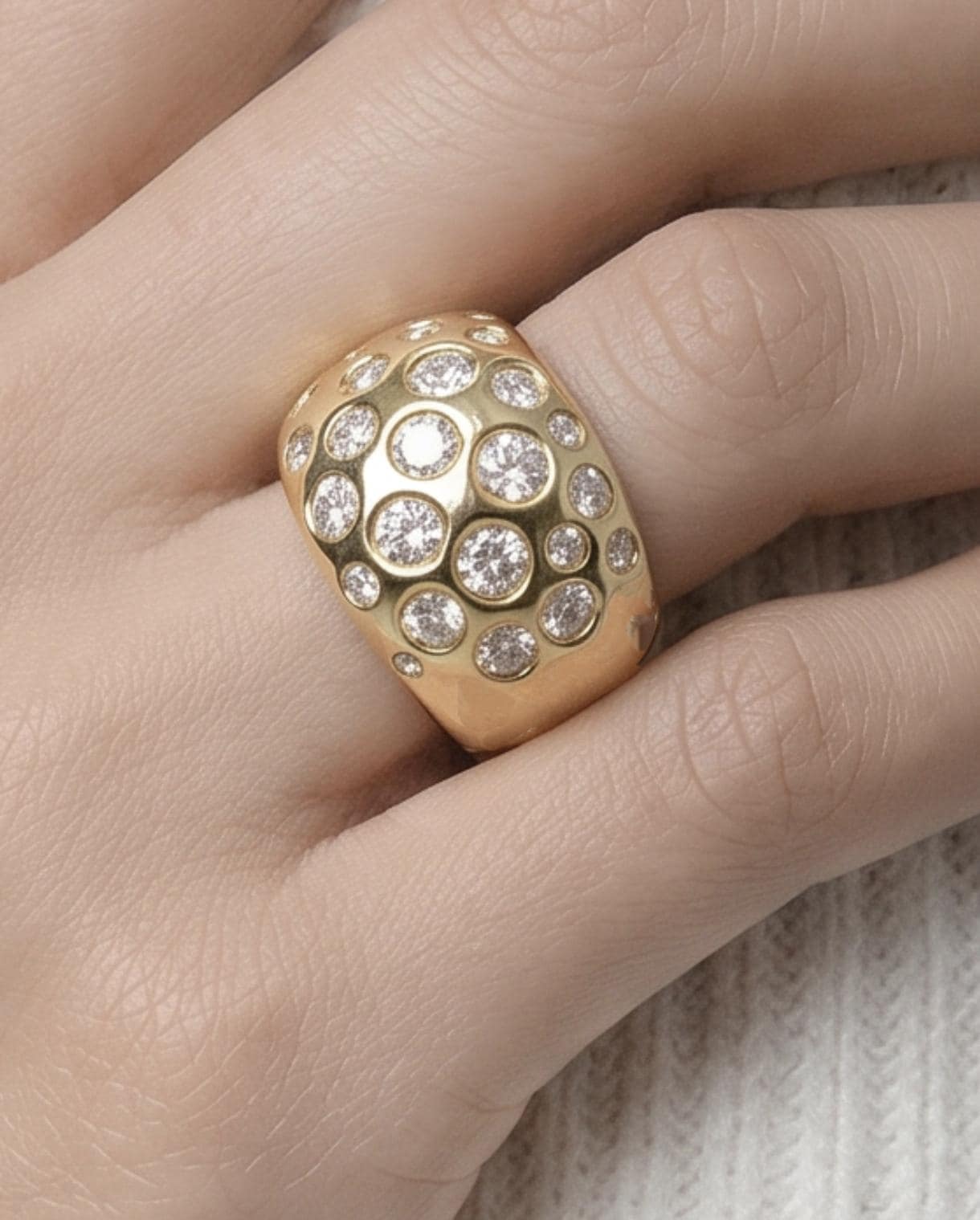 Multiple Gemstone Ring: Wide Dome Ring, Statement jewelry Elisa Kuno Design