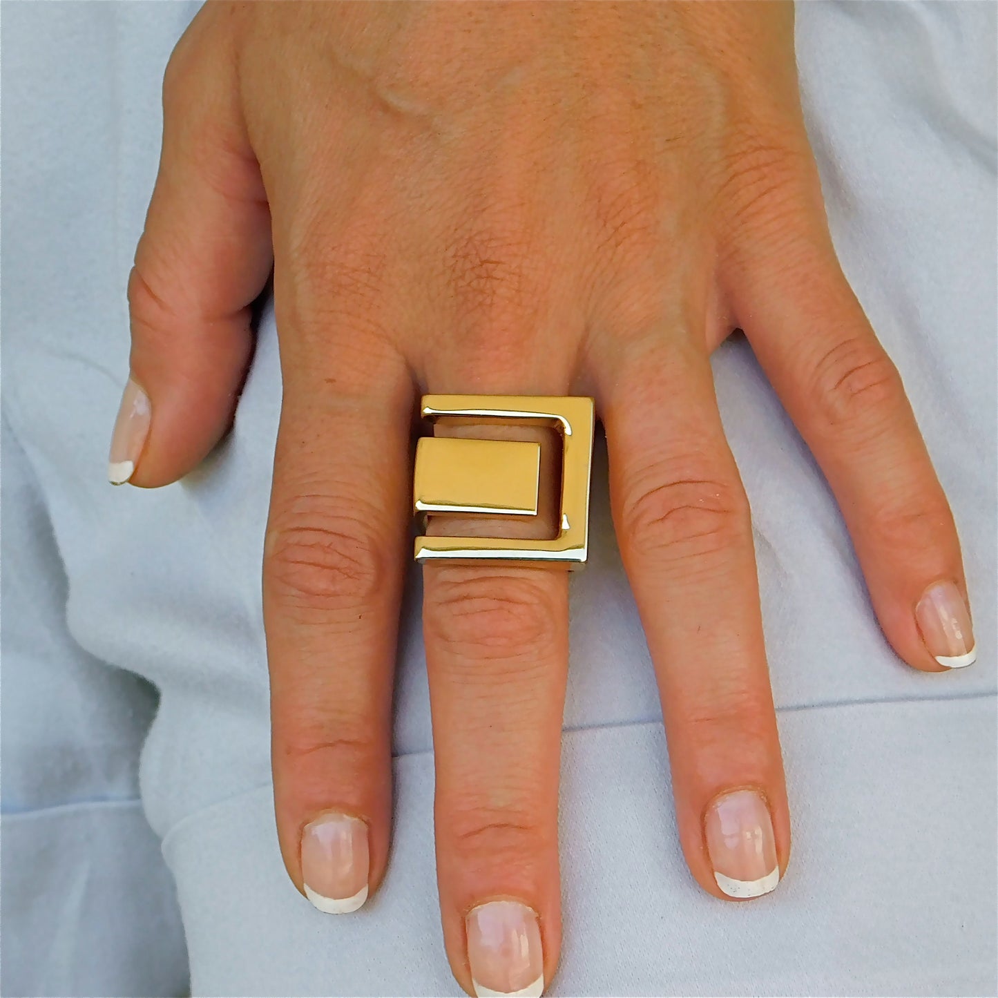 Greek Key Statement Ring: Gold Plated Ring