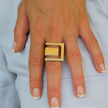Greek Key Statement Ring: Gold Plated Ring