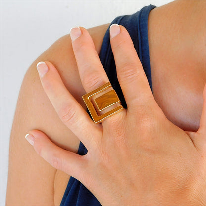 Greek Key Statement Ring: Gold Plated Ring
