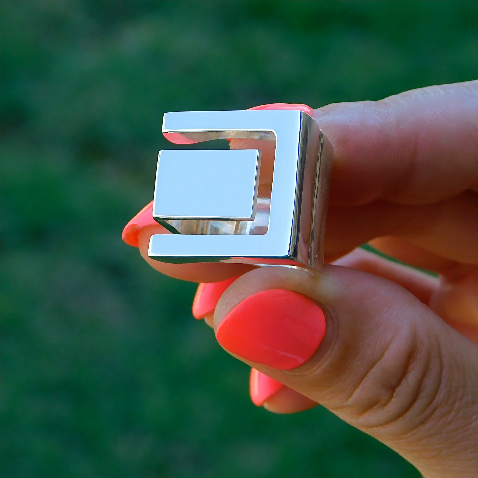 Greek Key Statement Ring: Geometric Design, Bold Jewelry Silver AG 950