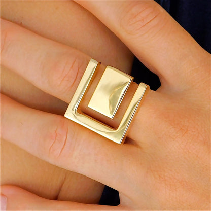 Greek Key Statement Ring: Gold Plated Ring