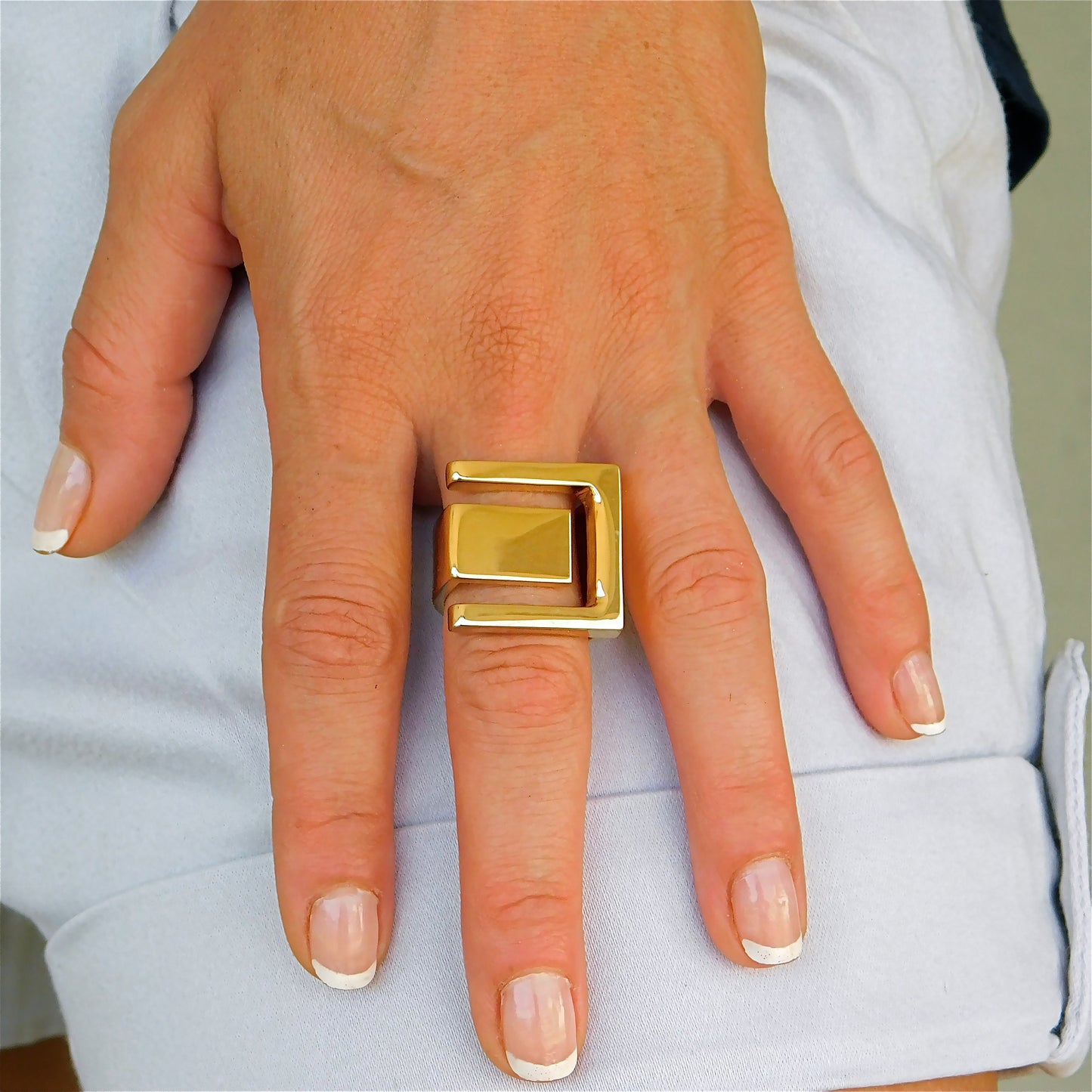 Greek Key Statement Ring: Gold Plated Ring