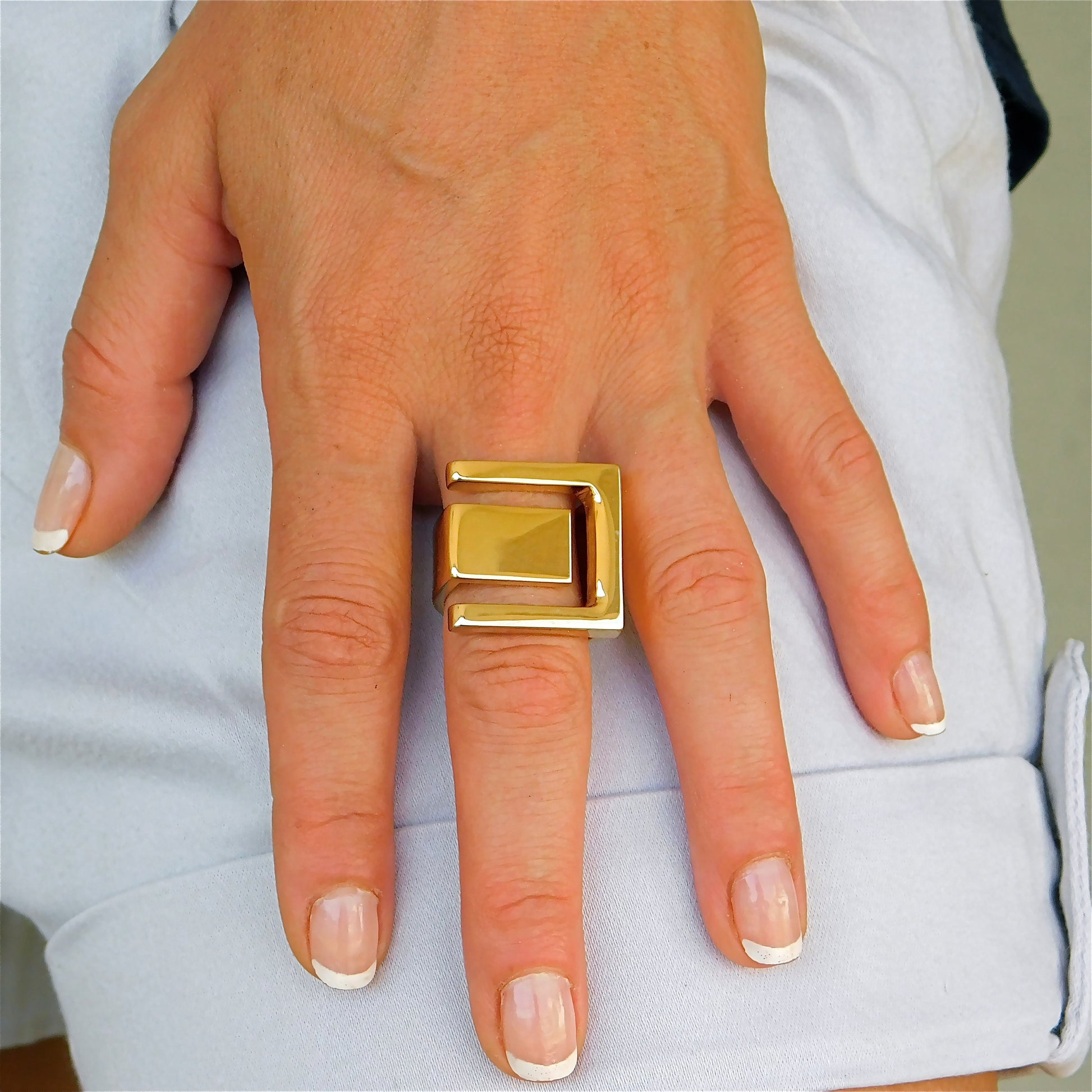 Greek Key Statement Ring: Gold Plated Ring