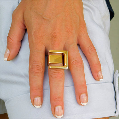 Greek Key Statement Ring: Gold Plated Ring