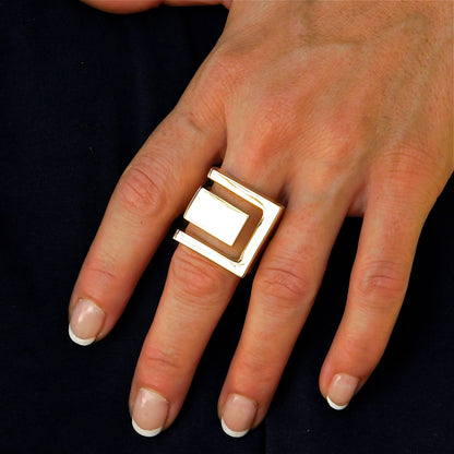 Greek Key Statement Ring: Gold Plated Ring