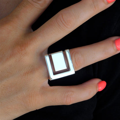 Greek Key Statement Ring: Geometric Design, Bold Jewelry Silver AG 950