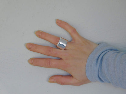 Chunky Silver Wedding Band - Heavy 17MM Wide Ring, Statement Jewelry
