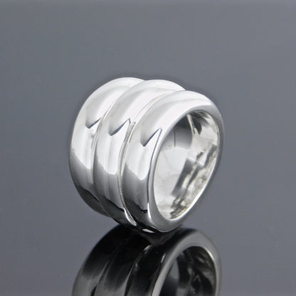 Triple Dome Band Ring: Chunky Silver Statement Ring