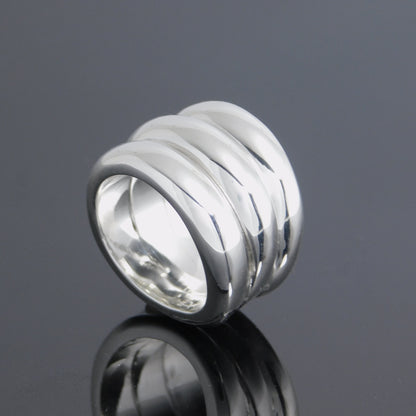 Triple Dome Band Ring: Chunky Silver Statement Ring