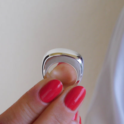 Ring Set Of Two: Solid Silver Stacked Rings, Heavy Statement Jewelry
