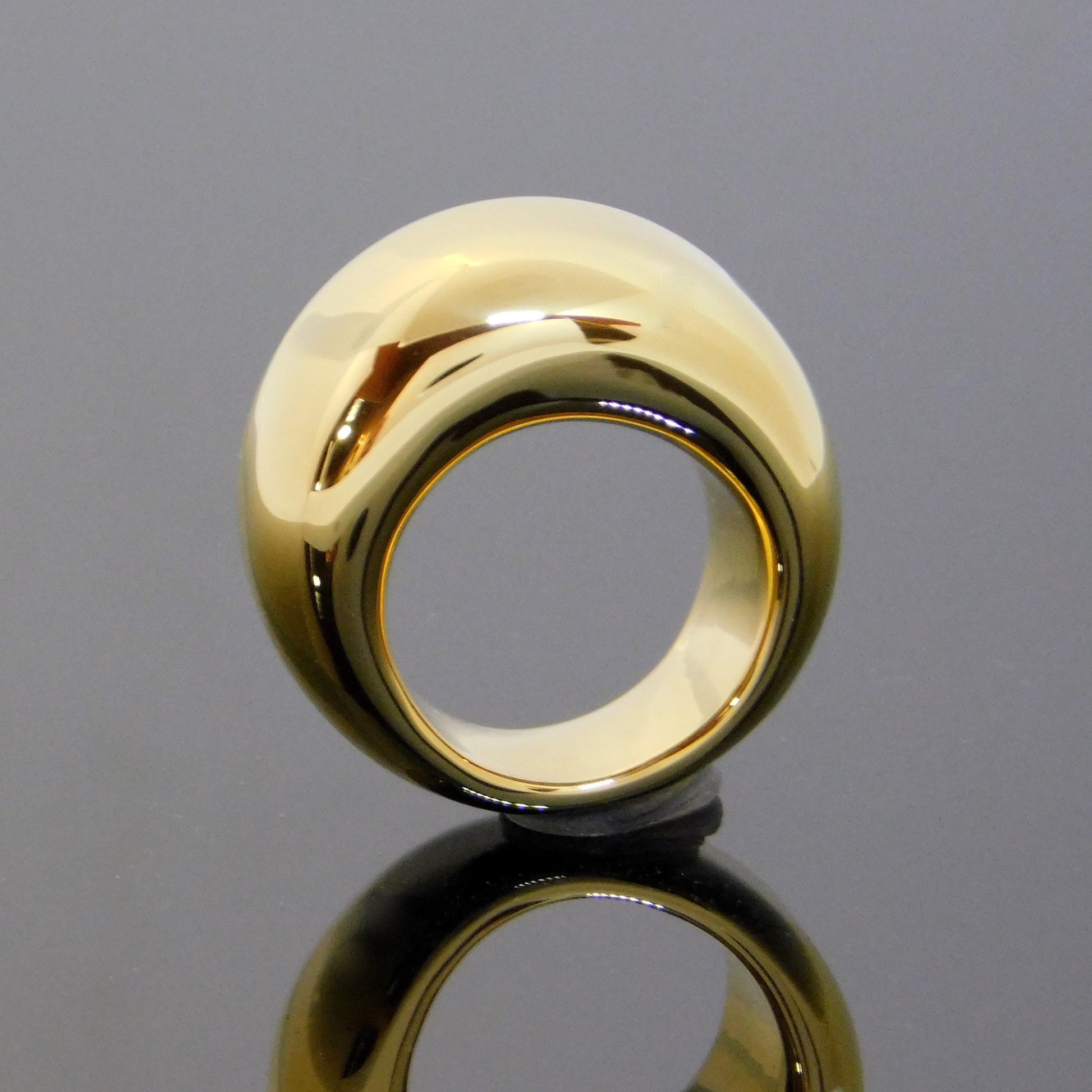 Dome Band Ring: Statement Jewelry, Chunky Gold Plated Ring