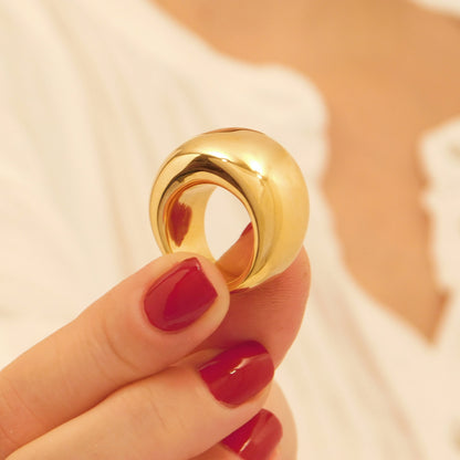 Dome Band Ring: Statement Jewelry, Chunky Gold Plated Ring