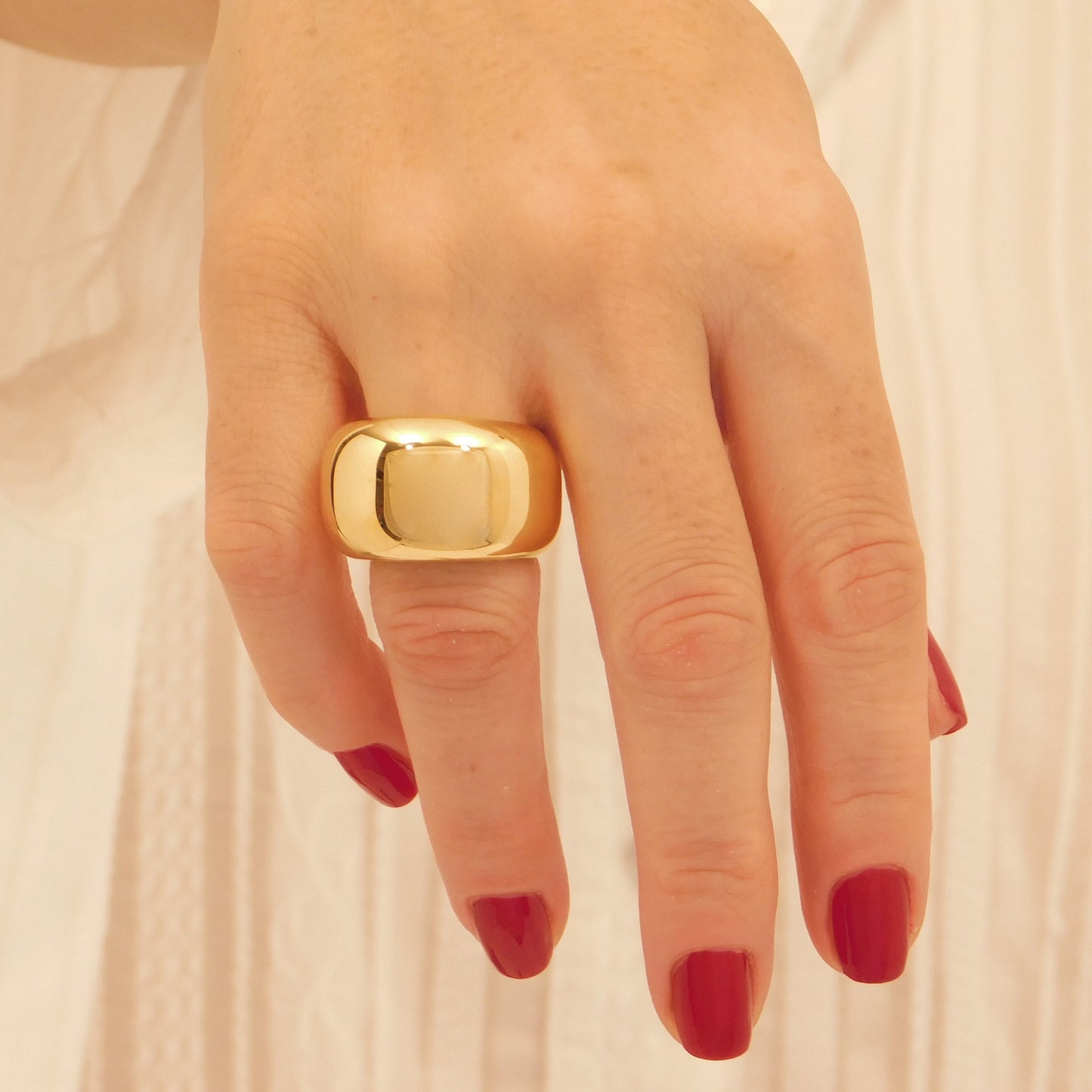 Dome Band Ring: Statement Jewelry, Chunky Gold Plated Ring