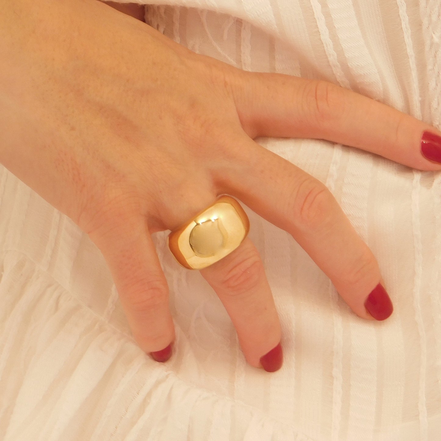 Dome Band Ring: Statement Jewelry, Chunky Gold Plated Ring