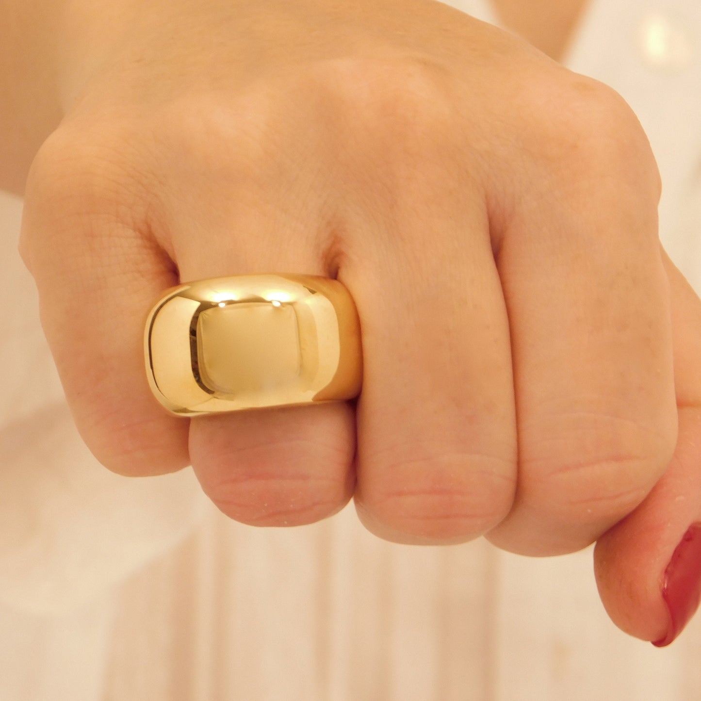Dome Band Ring: Statement Jewelry, Chunky Gold Plated Ring