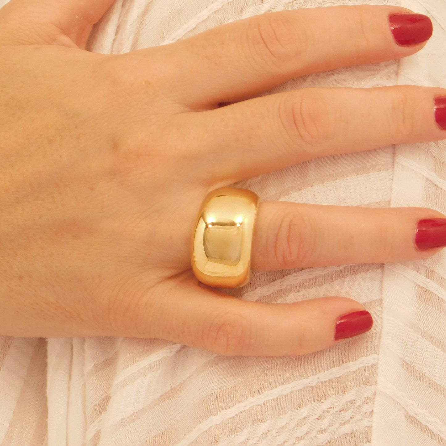 Dome Band Ring: Statement Jewelry, Chunky Gold Plated Ring