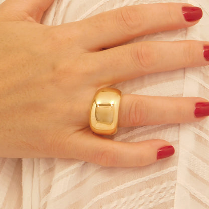 Dome Band Ring: Statement Jewelry, Chunky Gold Plated Ring
