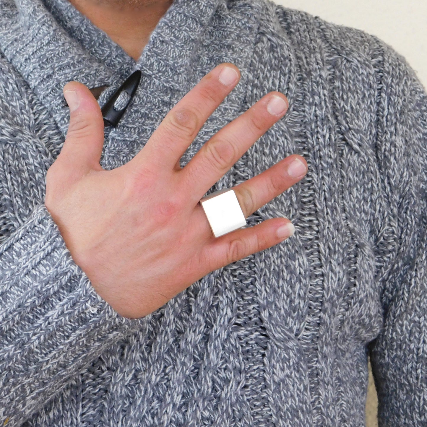 Heavy Signet Ring, Chunky Mens Ring, Silver AG 950