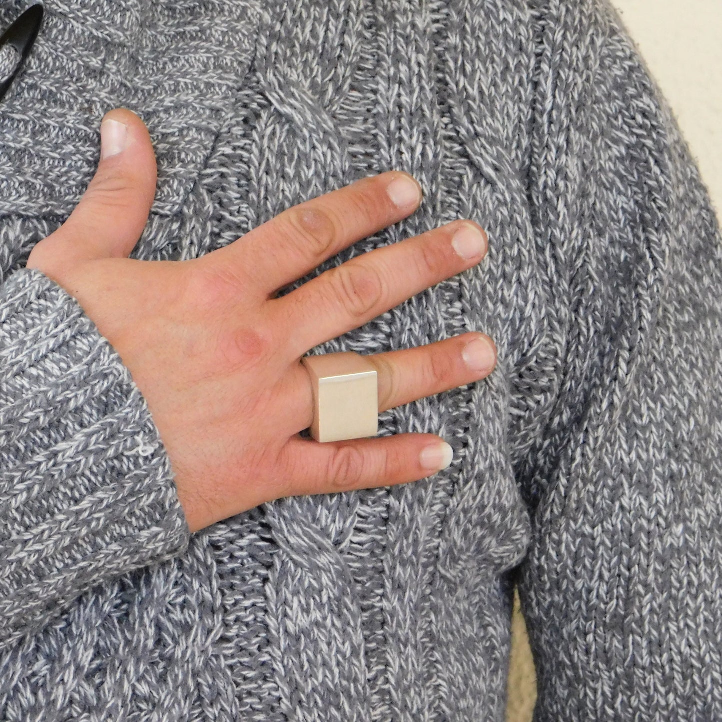 Heavy Signet Ring, Chunky Mens Ring, Silver AG 950