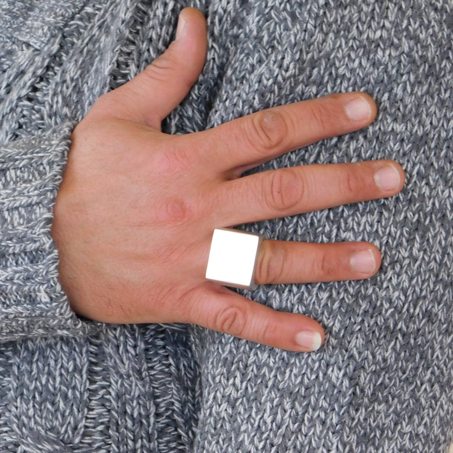 Heavy Signet Ring, Chunky Mens Ring, Silver AG 950