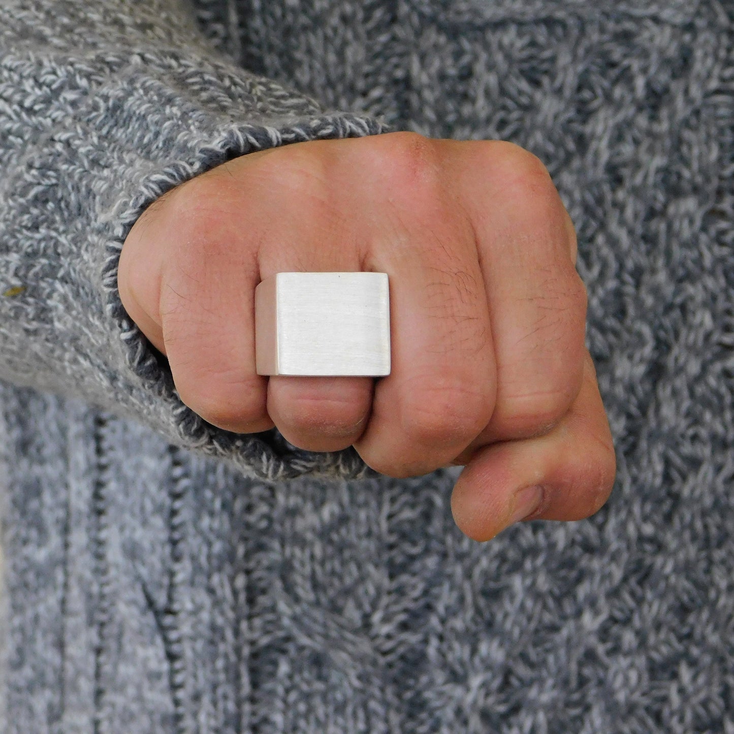 Heavy Signet Ring, Chunky Mens Ring, Silver AG 950