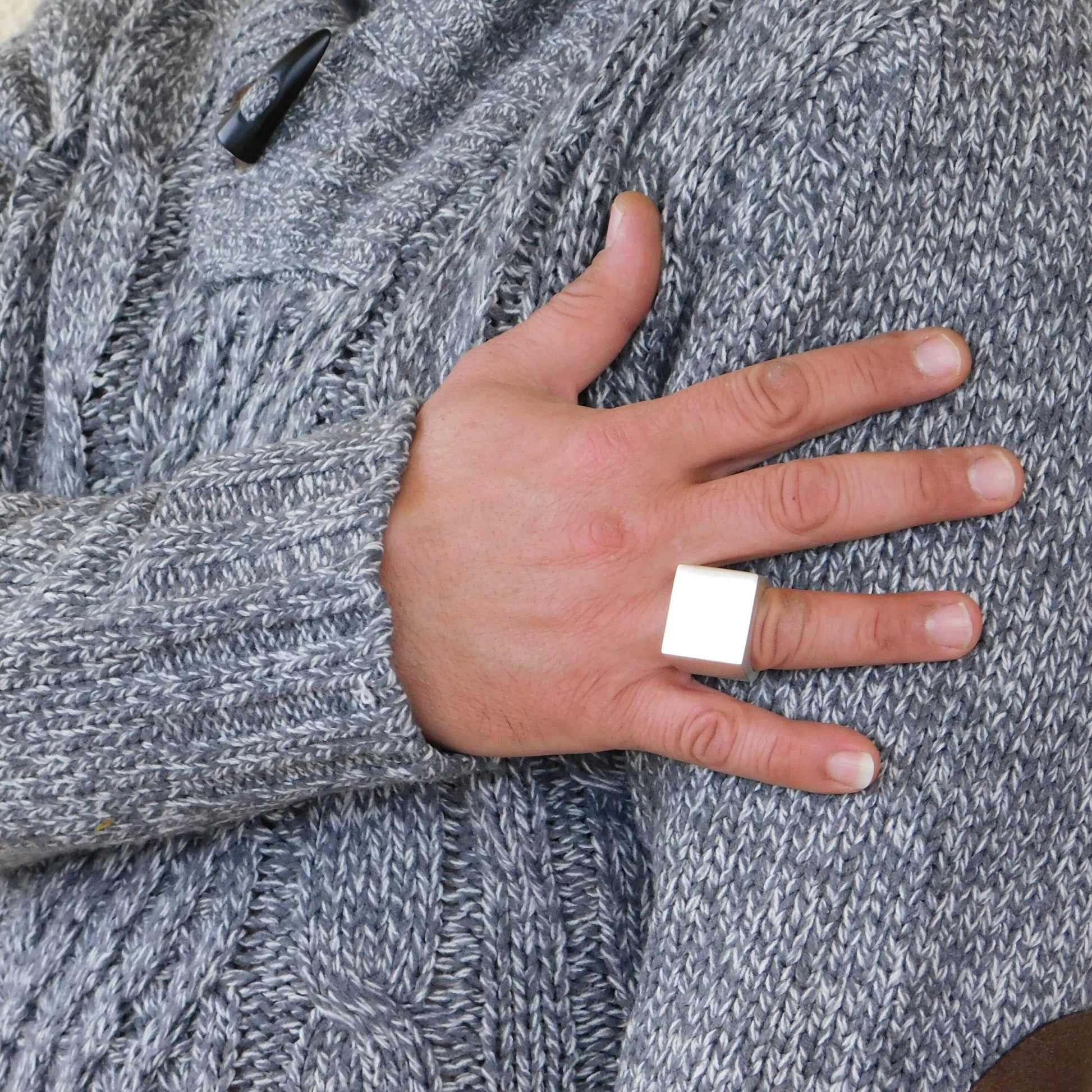 Heavy Signet Ring, Chunky Mens Ring, Silver AG 950