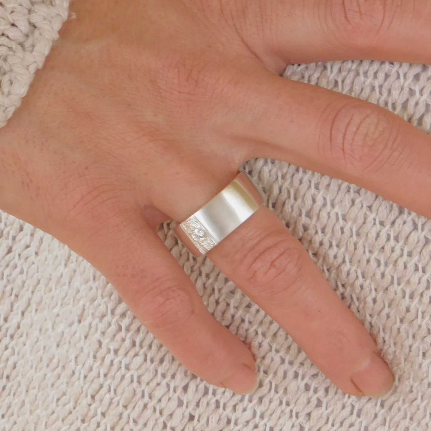 Square Wedding Band Silver: Chunky Ring For Men And Women