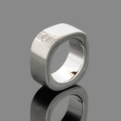 Square Wedding Band Silver: Chunky Ring For Men And Women