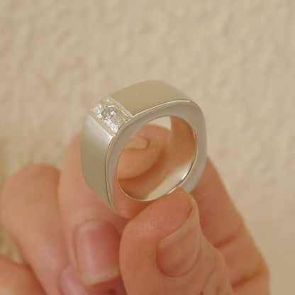 Square Wedding Band Silver: Chunky Ring For Men And Women