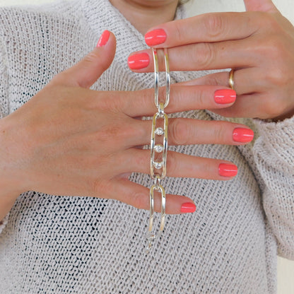 Moissanite Link Bracelet: Heavy Gold Plated Statement, AG950 Silver Option available