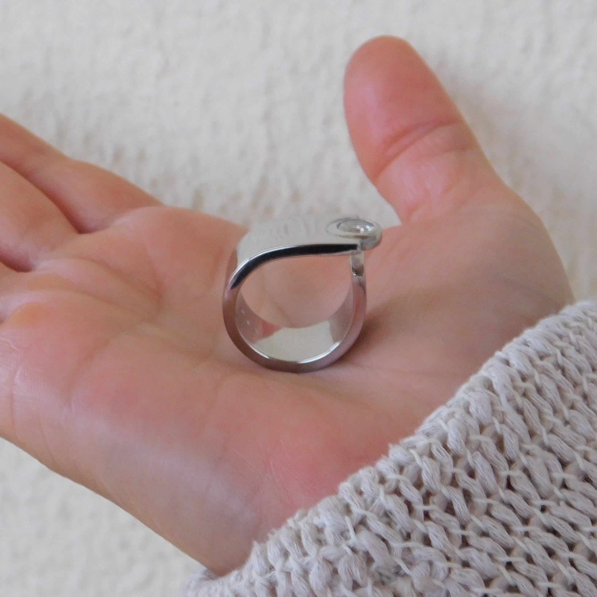 Moissanite Statement Ring: Contemporary Offset Solitaire Engagement Band