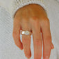 Thick Band Moissanite Engagement Ring: AG950 Sterling Silver Tension Ring