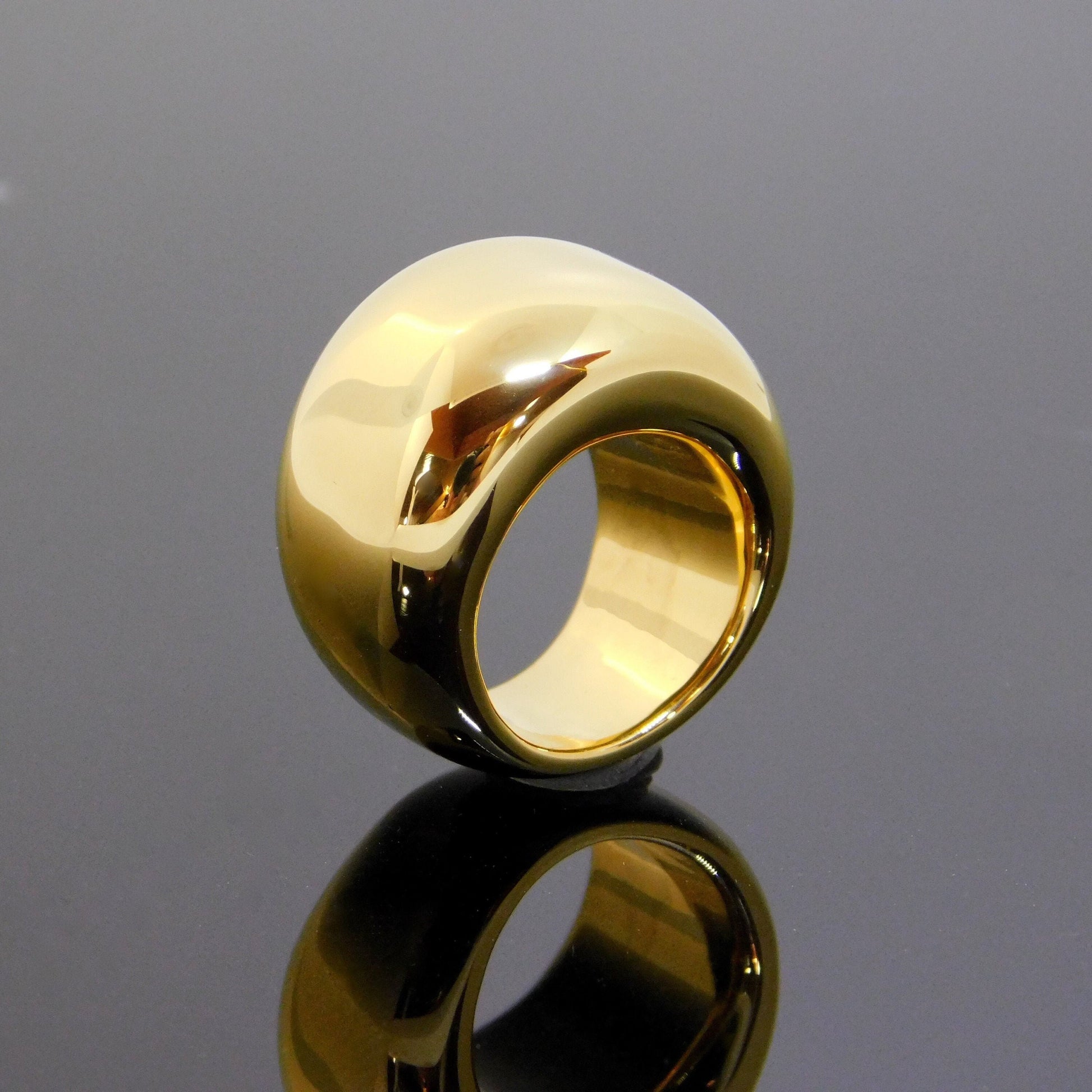 Dome Band Ring: Statement Jewelry, Chunky Gold Plated Ring
