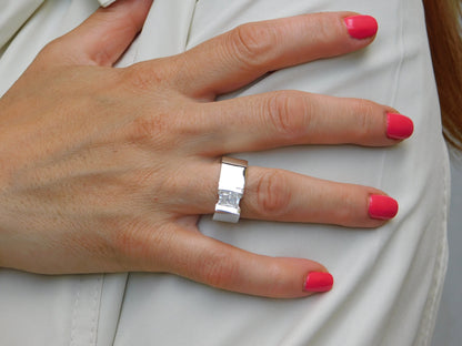 Silver Solitaire ring: Moissanite Tension Setting Statement Ring