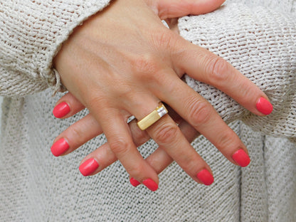 Princess Cut Moissanite Ring, Gold Plated Statement Ring