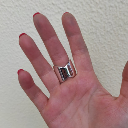 Large Silver Dome Ring: Adjustable Wide Band