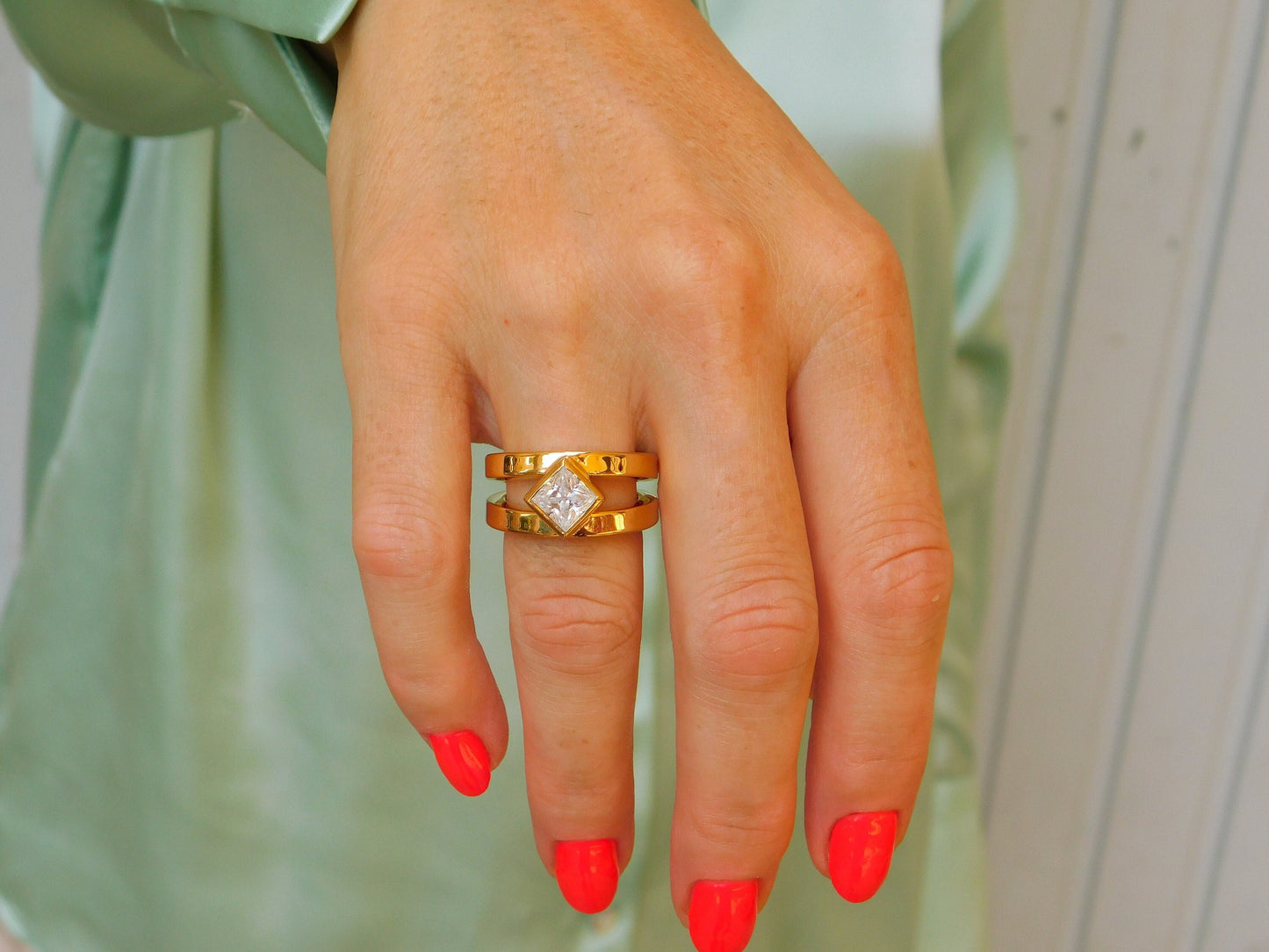 Engagement Ring: Princess Cut Gemstone