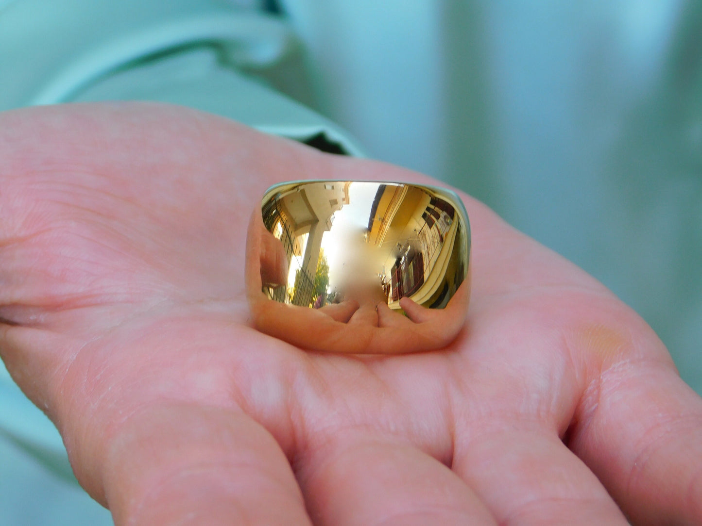 Wide Gold Dome Ring: Chunky Statement Band