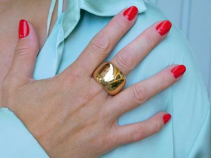 Wide Gold Dome Ring: Chunky Statement Band