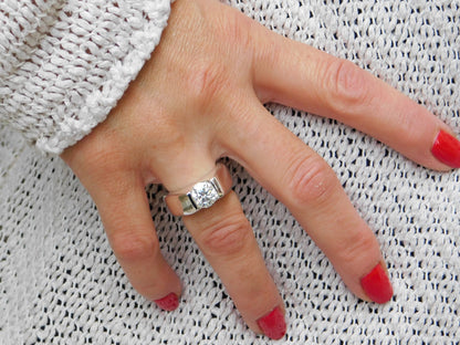 Engagement Ring: Silver AG950 Moissanite Tension Ring by Elisa Kuno, Gold Alternative