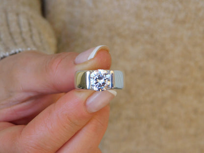 Engagement Ring: Silver AG950 Moissanite Tension Ring by Elisa Kuno, Gold Alternative