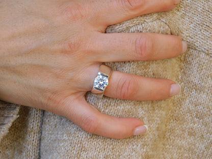 Engagement Ring: Silver AG950 Moissanite Tension Ring by Elisa Kuno, Gold Alternative