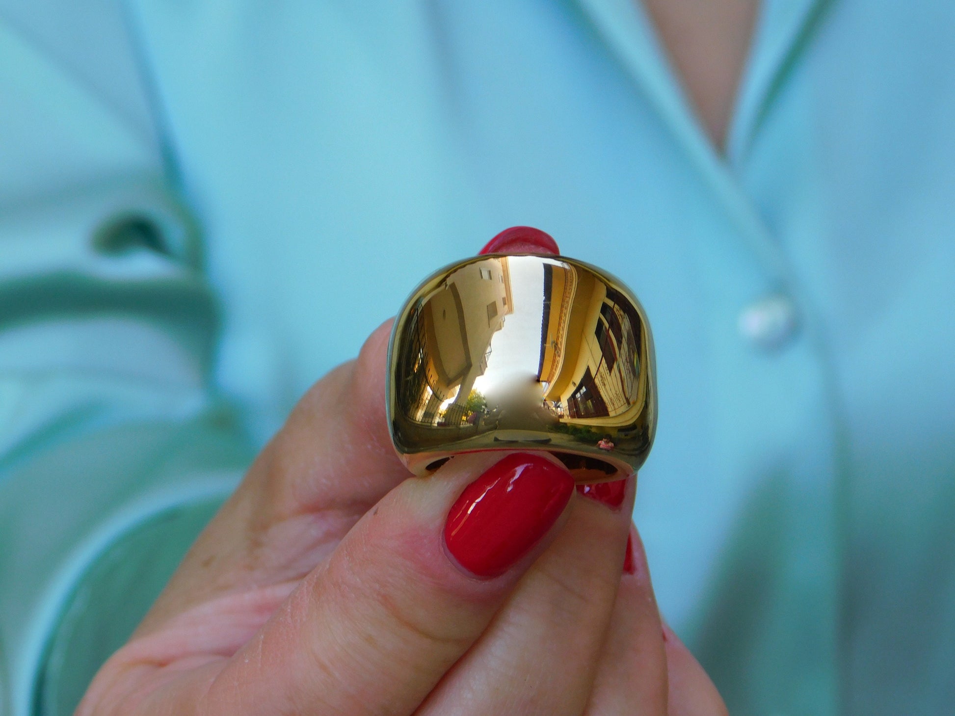 Wide Gold Dome Ring: Chunky Statement Band