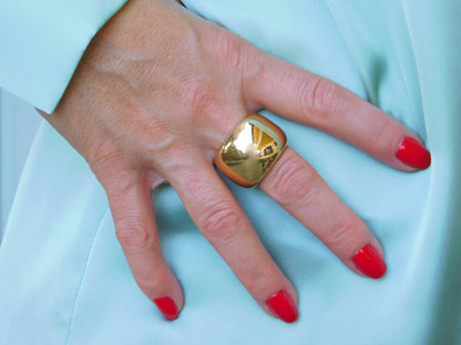 Wide Gold Dome Ring: Chunky Statement Band