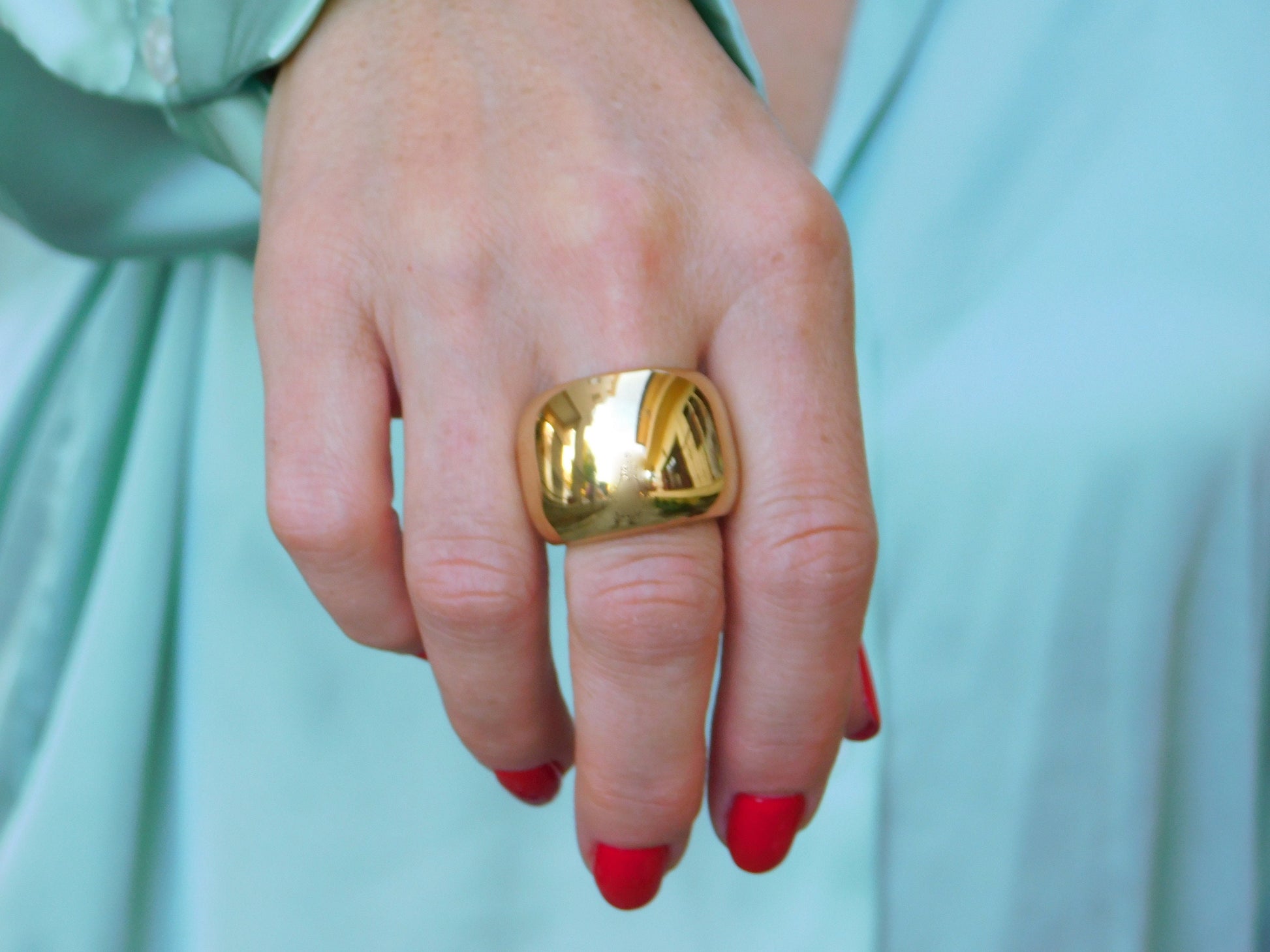 Wide Gold Dome Ring: Chunky Statement Band