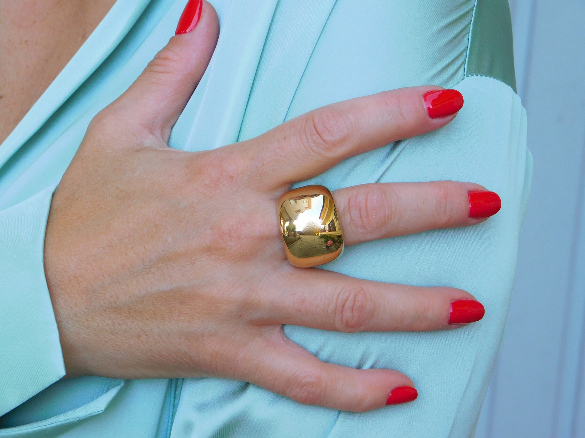 Wide Gold Dome Ring: Chunky Statement Band